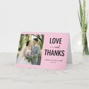 Carte De Remerciements Photo Élégant Rose Romantique