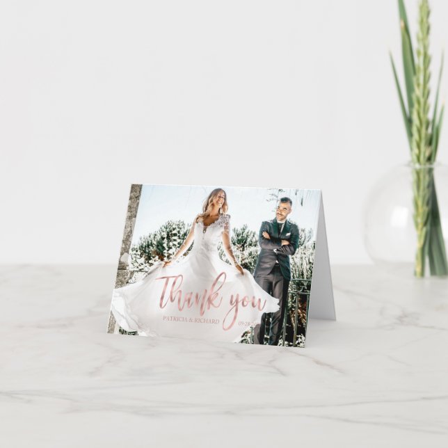 Carte De Remerciements Photo Élégante Calligraphie Mariage Remerciements (Devant)