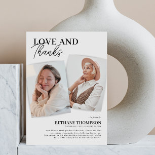 Carte de remerciements photo élégante des funérail