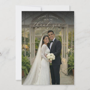 Carte De Remerciements Photo Élégante Romantique Blanche