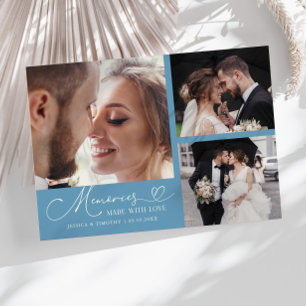 Carte De Remerciements Photo en denim bleu de mariage Souvenirs faits ave