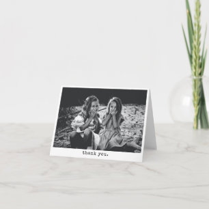 Carte De Remerciements Photo en noir et blanc Machine à écrire Minimalist