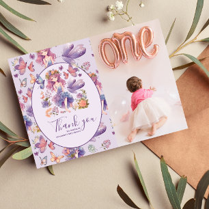 Carte De Remerciements Photo Fairy First Enchanted Woodland 1er anniversa
