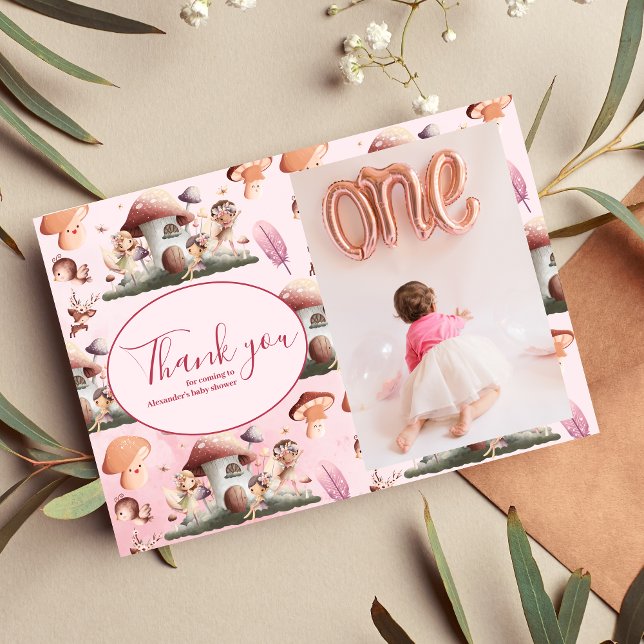 Carte De Remerciements Photo Fairy First Girl's 1st Birthday (Créateur téléchargé)