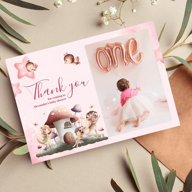 Carte De Remerciements Photo Fairy First Girl's 1st Birthday (Créateur téléchargé)