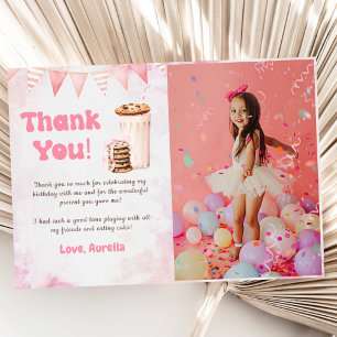 Carte De Remerciements Photo Fille Anniversaire Du Lait Et Des Cookies