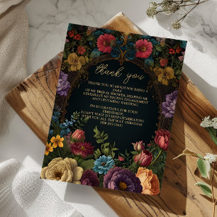Carte De Remerciements Photo Floral Mariage Vintage Gothique Victorien