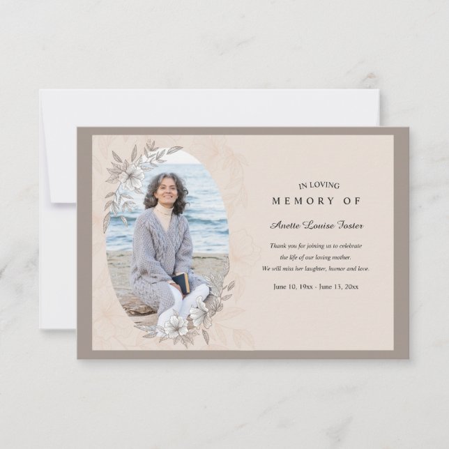 Carte de remerciements photo Floral Memorial (Devant)