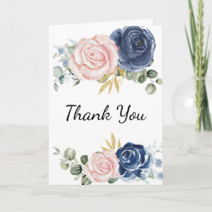 Carte De Remerciements Photo florale bleu marine