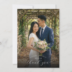 Carte De Remerciements Photo Florale Navy Romantique