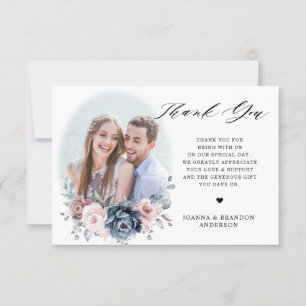 Carte De Remerciements Photo florale rose Rose bleu-bleu-bleu