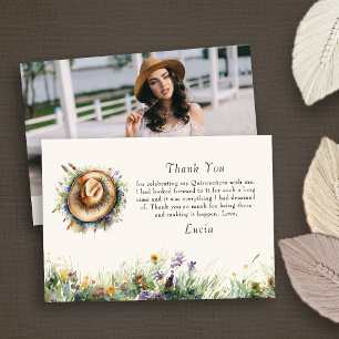 Carte De Remerciements Photo Florale Rustique de Cowgirl Fleur des Champs