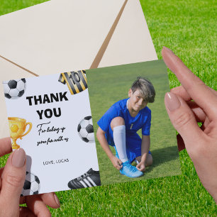 Carte De Remerciements Photo Football Sport Football Fête d'anniversaire