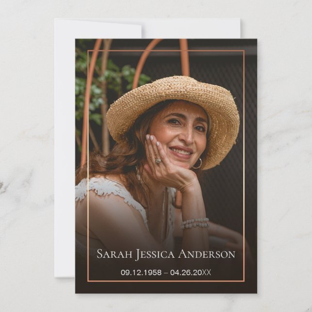 Carte de remerciements photo funéraire (Devant)