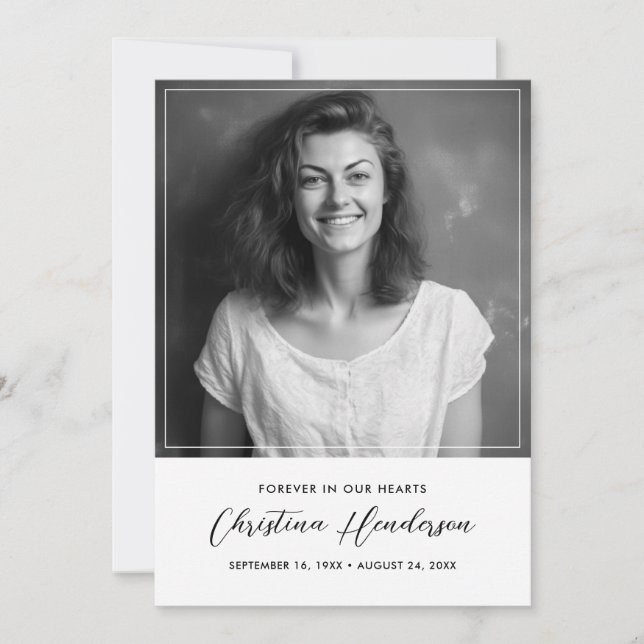 Carte De Remerciements Photo funéraire moderne et élégante du deuil (Devant)