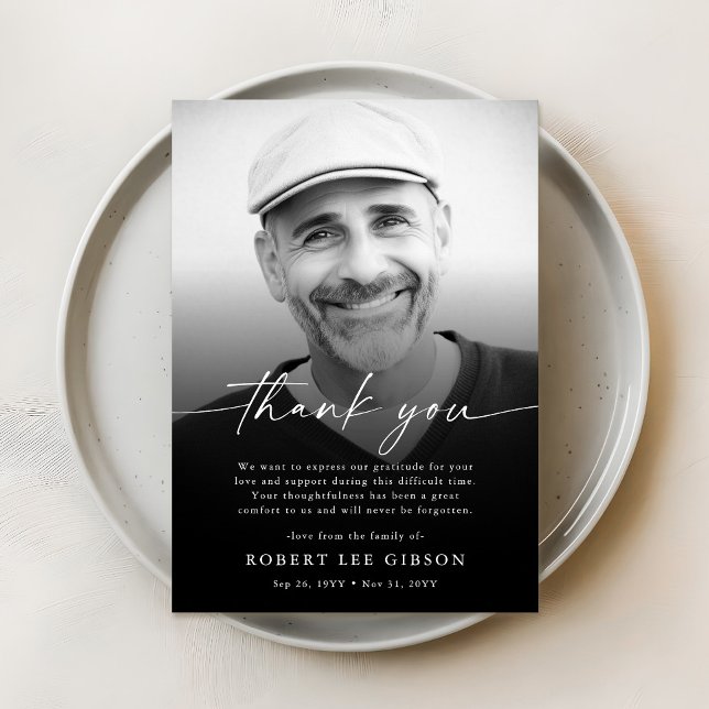 Carte De Remerciements Photo funéraire moderne simple de deuil Sympathy (Créateur téléchargé)