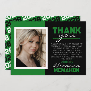 Carte de remerciements photo Green & Black Graduat