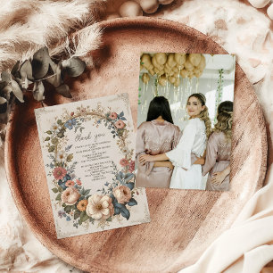 Carte De Remerciements Photo Jardin Floral Mariage Victorien Vintage Mont