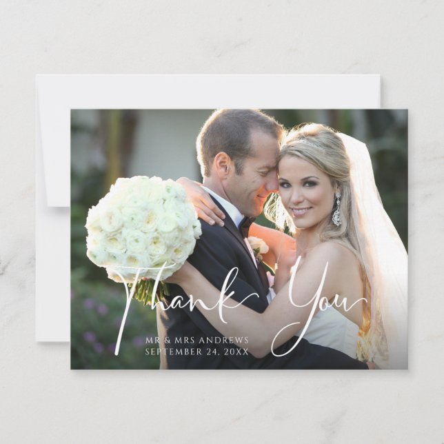 Carte De Remerciements Photo mariage avant | Cassis Purple Floral Back (Devant)