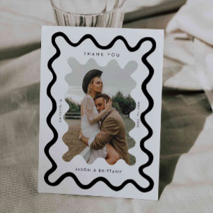 Carte De Remerciements Photo Mariage blanc de la ligne à main levée