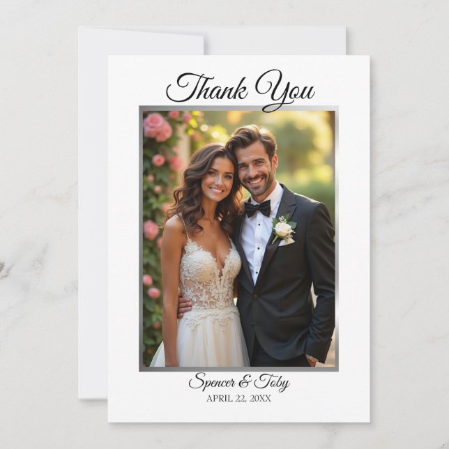 Carte de remerciements photo mariage | Bordure d'a (Devant)