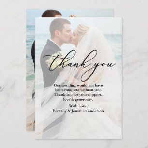 Carte de remerciements photo Mariage Calligraphy O