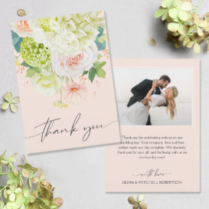 Carte De Remerciements Photo Mariage Chic Watercolor Florals