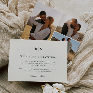 Carte De Remerciements Photo Mariage classique noir & écrin noir