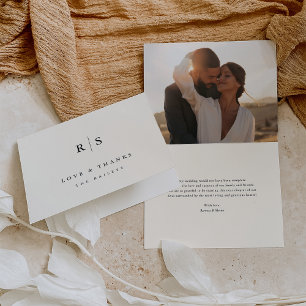 Carte De Remerciements Photo Mariage classique noir & écrin noir