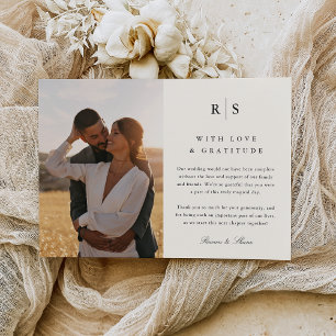 Carte De Remerciements Photo Mariage classique noir & écrin noir