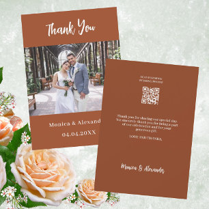 Carte de remerciements photo mariage de code QR or