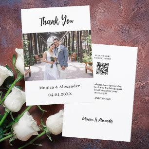 Carte de remerciements photo mariage de code QR si