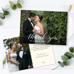 Carte de remerciements photo Mariage de script bla<br><div class="desc">Carte de remerciements photo Mariage de script blanc élégant</div>