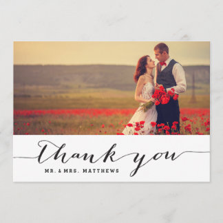 Carte de remerciements photo Mariage d'écriture ma