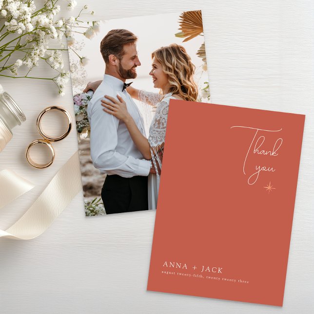 Carte de remerciements photo Mariage en terre cuit (Thank you card)
