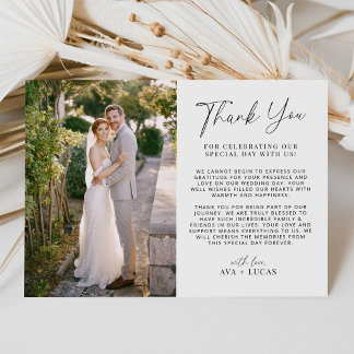 Carte De Remerciements Photo Mariage horizontale moderne minimale