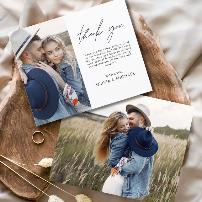 Carte de remerciements photo Mariage minimaliste d (Créateur téléchargé)