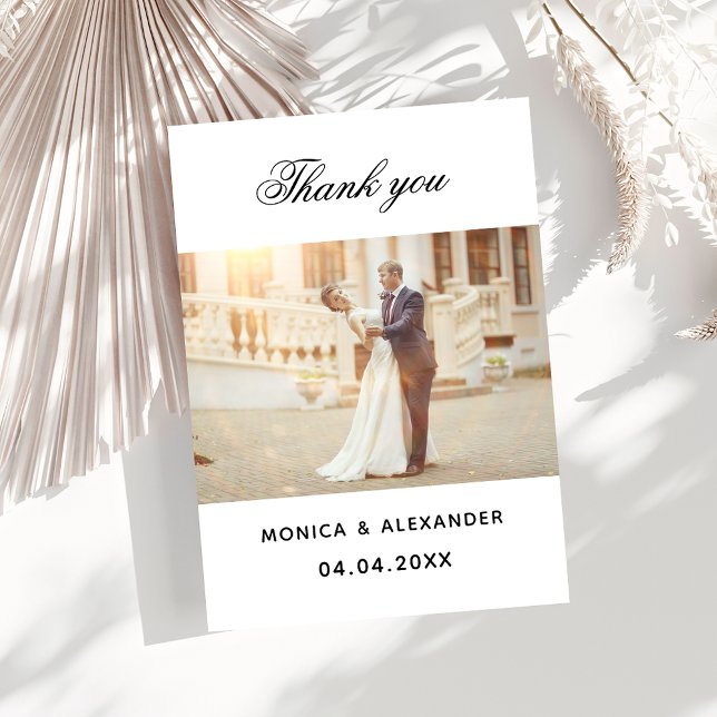 Carte de remerciements photo mariage noir blanc (Créateur téléchargé)