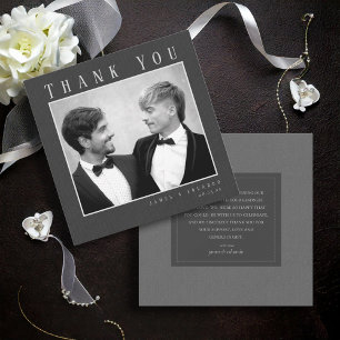 Carte De Remerciements Photo Mariage noir et blanc sur mesure ID1090