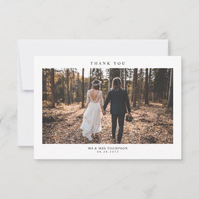 Carte de remerciements photo Mariage simple et mod (Devant)