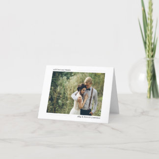 Carte de remerciements photo Mariage simplement in