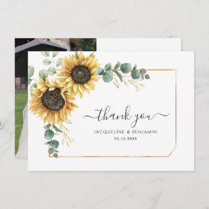Carte de remerciements photo Mariage Sunflower Euc