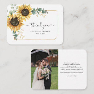 Carte de remerciements photo Mariage Sunflower Euc