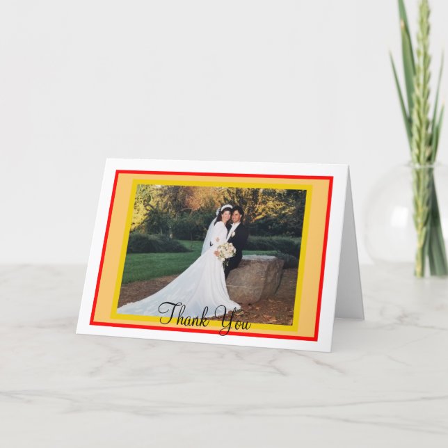 Carte de remerciements photo mariage Sunset Red Or (Devant)