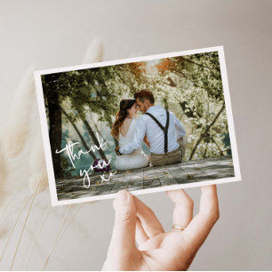 Carte de remerciements photo Mariage XO minimalist