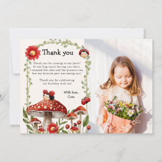 Carte De Remerciements Photo mignonne Notre Petite Fille Ladybug Annivers