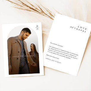 Carte de remerciements photo minimal Mariage chic