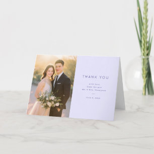 Carte De Remerciements Photo minimaliste bleu pâle chaud