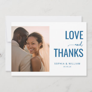 Carte De Remerciements Photo minimaliste bleu romantique