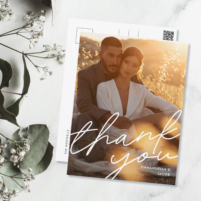 Carte de remerciements photo minimaliste de Mariag (Créateur téléchargé)